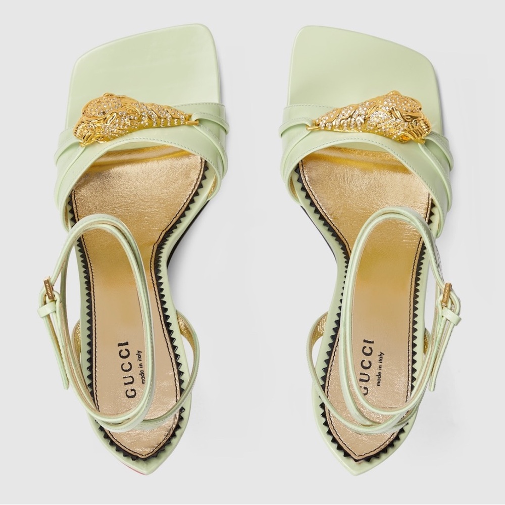 Gucci Leather heels pistachio green. - Picture 4 of 15